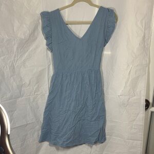 Old Navy Light Blue Mini Dress with Ruffle Sleeves